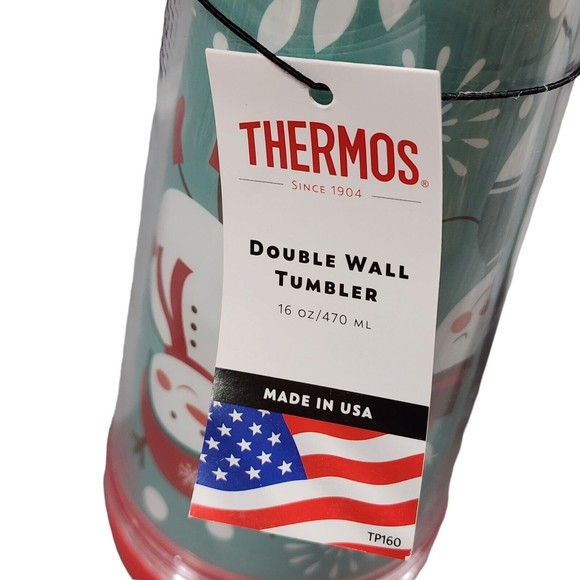 Thermos Double Wall Christmas Tumblers 16 oz Kit Snowman Skating NWT - Picture 4 of 9
